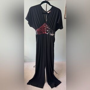 Elegant Black Jumpsuit by traffic people with Red Sequin Detail